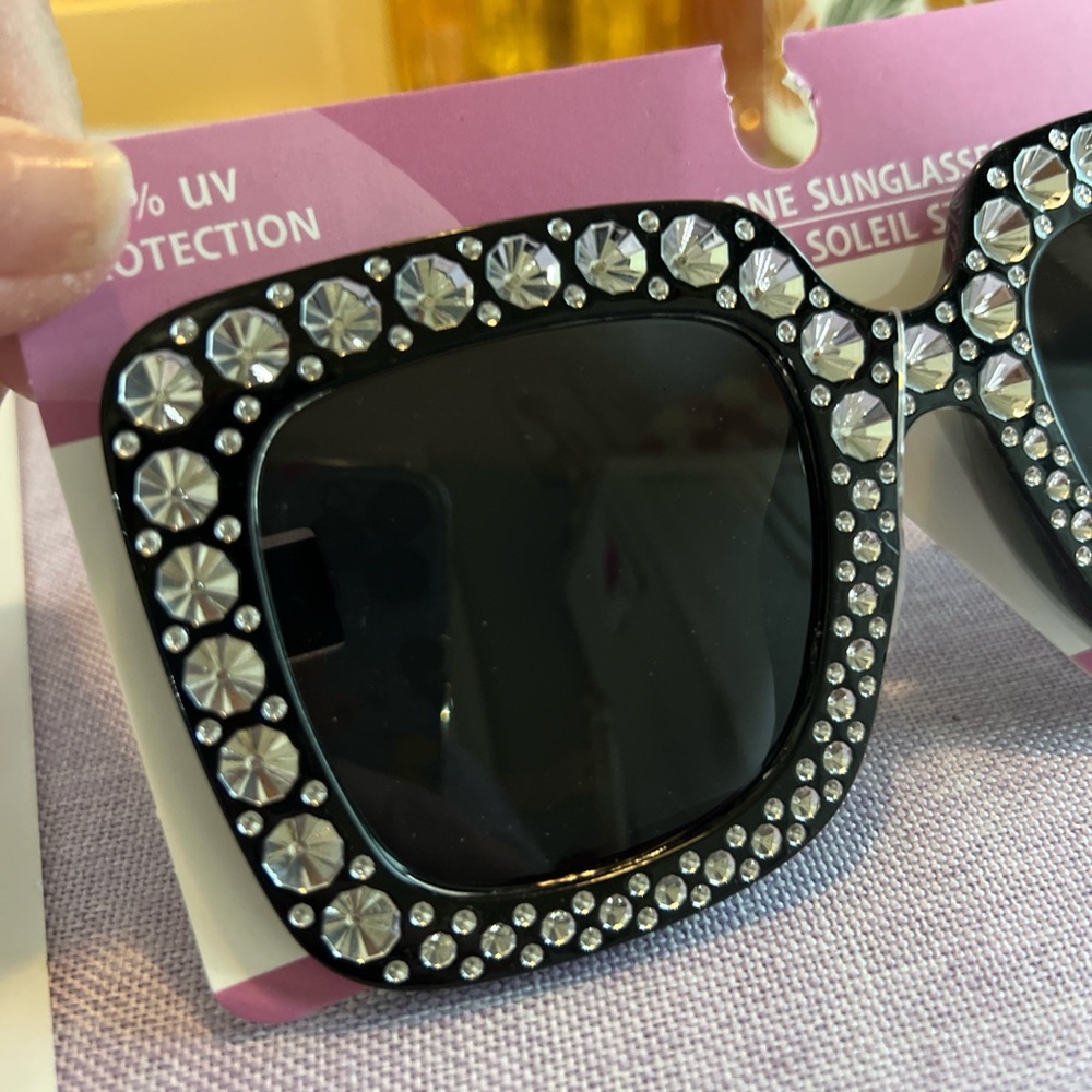 Black Rhinestone Sunglasses - Picture 3 of 3